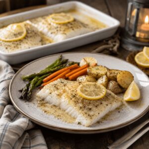 Baked Lean Cod or Sea Bass With Garlic Salt & Lemon Pepper